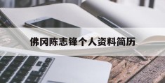 佛冈陈志锋个人资料简历(佛冈县汤塘镇党委书记陈志锋)