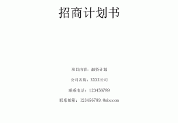投资计划书(项目合作投资计划书)